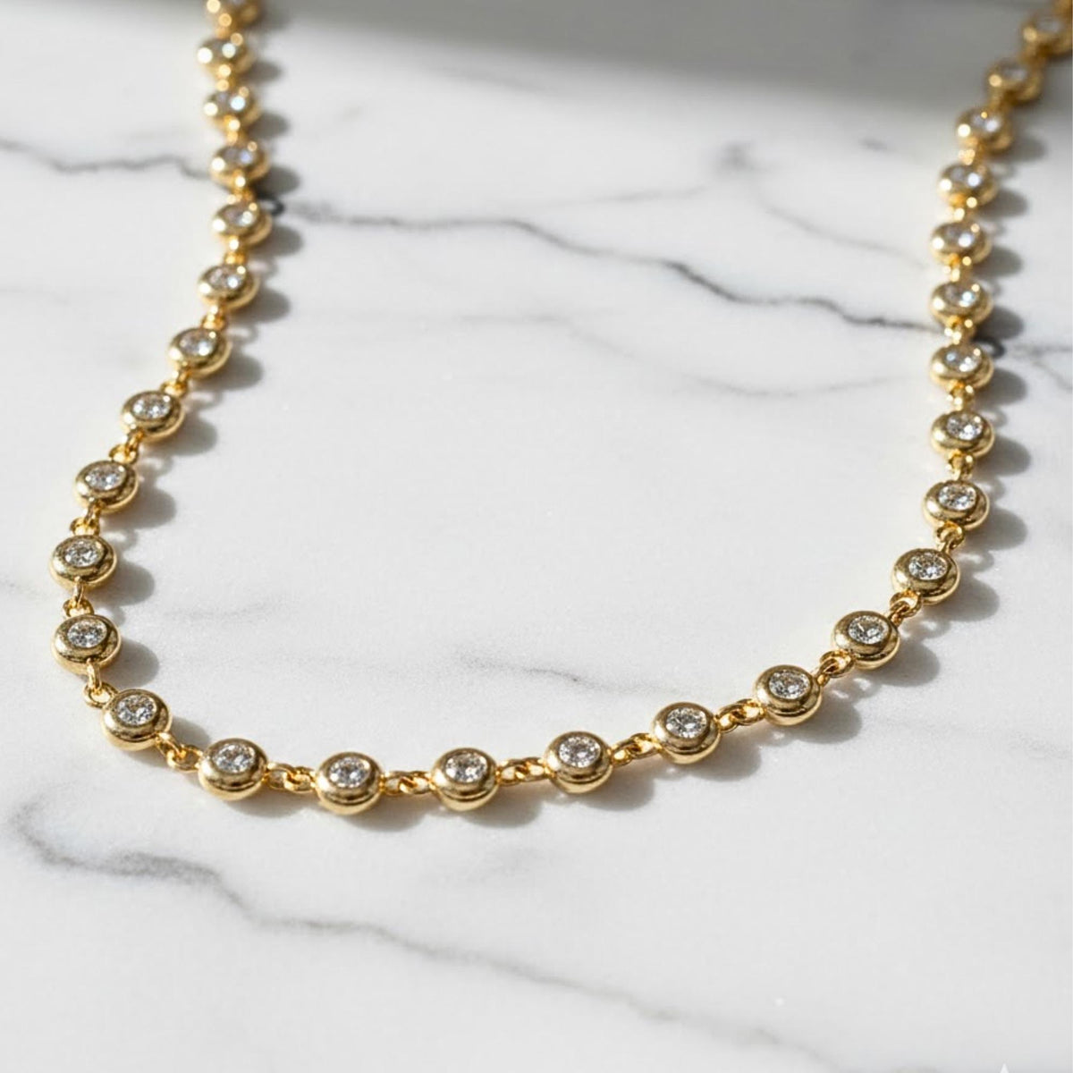 Moissanite Tennis Necklace 14k Real Gold  Moissanite Dainty Necklace By Yard Minimalist Classic Everyday Elegant Delicate Layering Necklace
