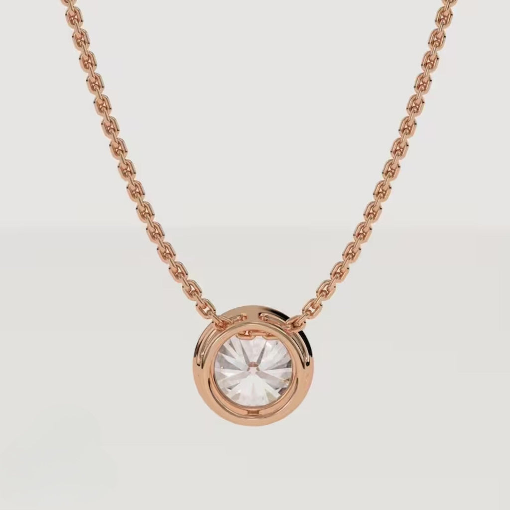 14k Gold Moissanite Necklace Moissanite Solitaire Necklace Bridesmaid Necklace Minimalist Round Brilliant Cut Solitaire Necklace