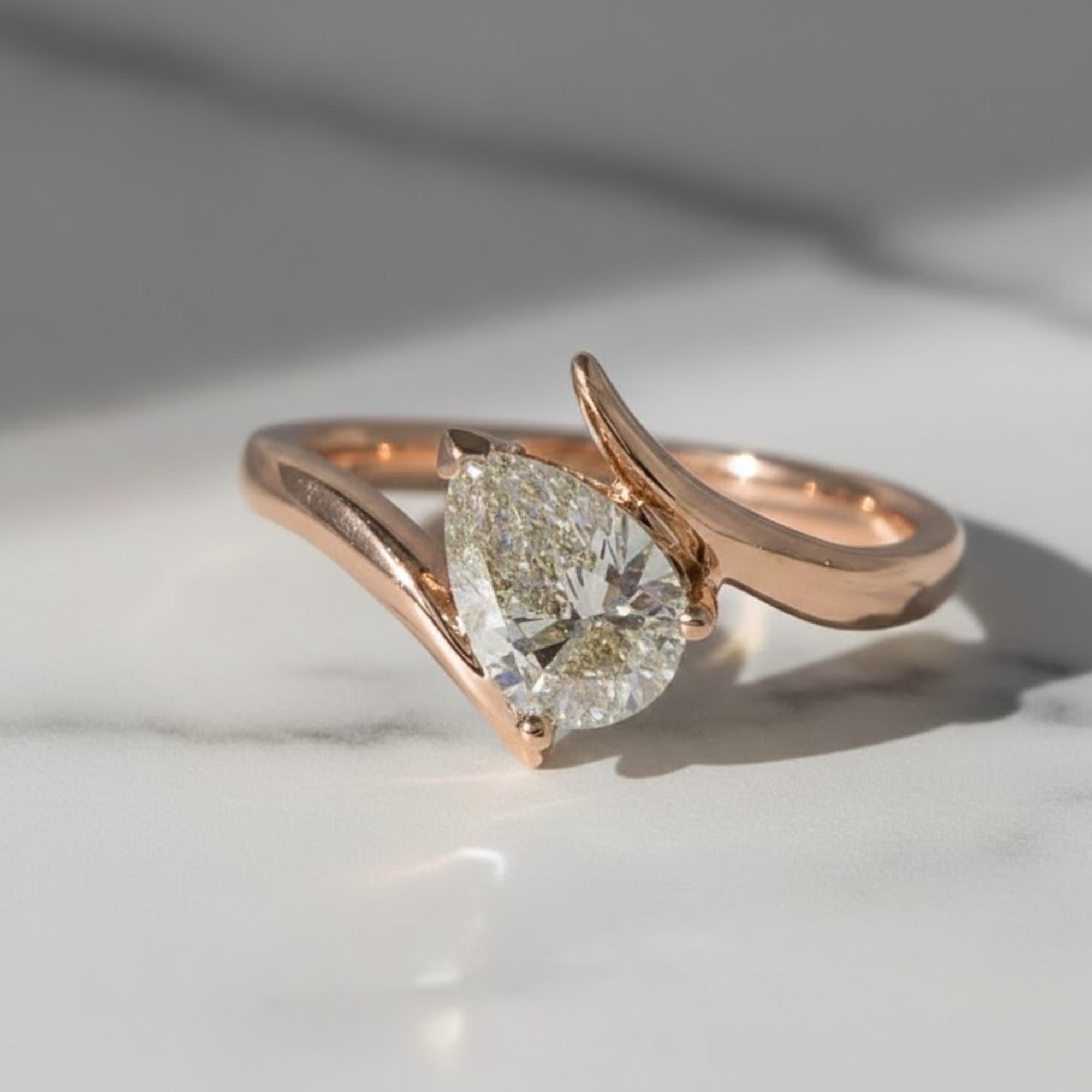Pear Moissanite Promise Ring Solitaire Pear Engagement Ring for Her Birthday Ring for Wife Fine Moissanite Diamond Ring Dainty Ring