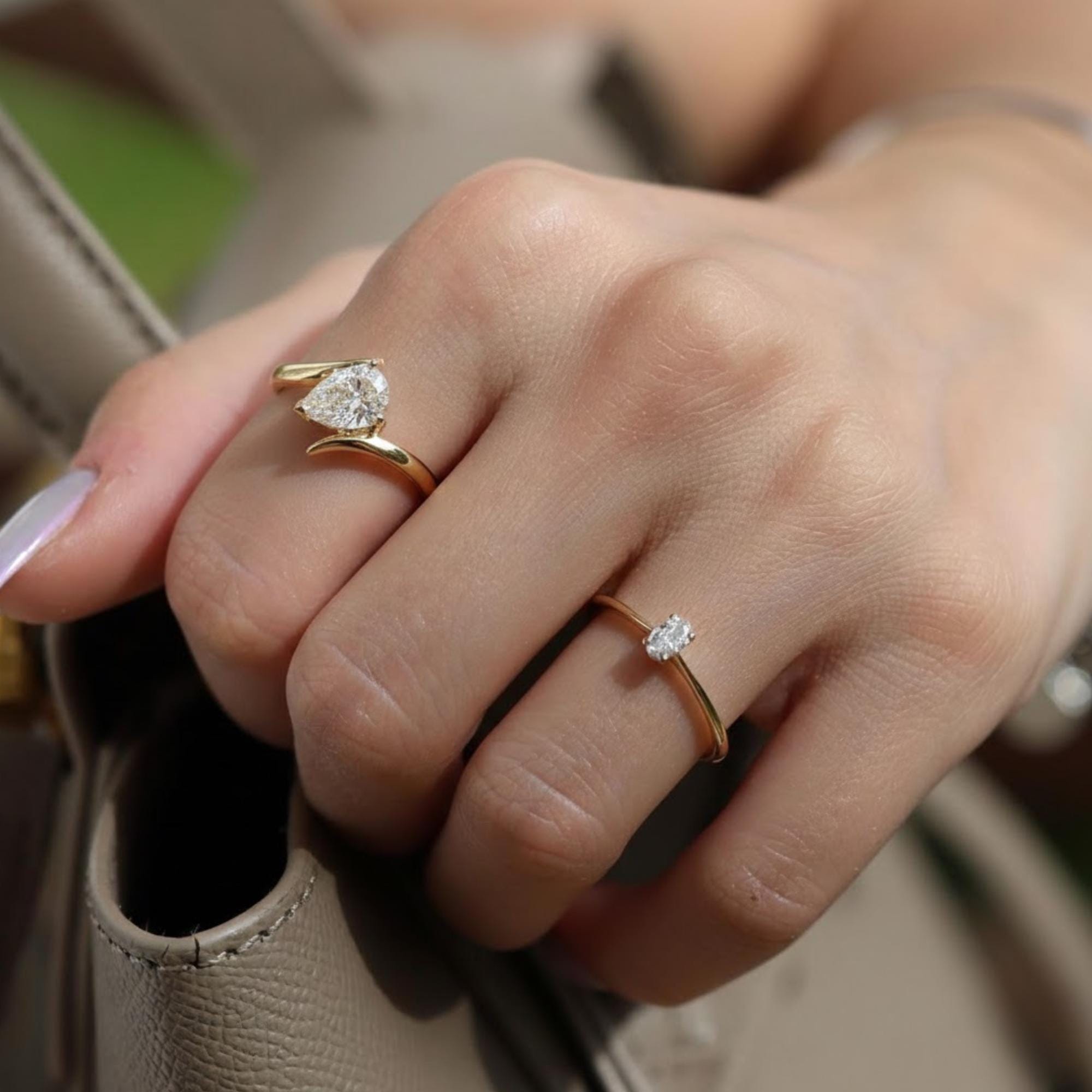 Pear Moissanite Promise Ring Solitaire Pear Engagement Ring for Her Birthday Ring for Wife Fine Moissanite Diamond Ring Dainty Ring