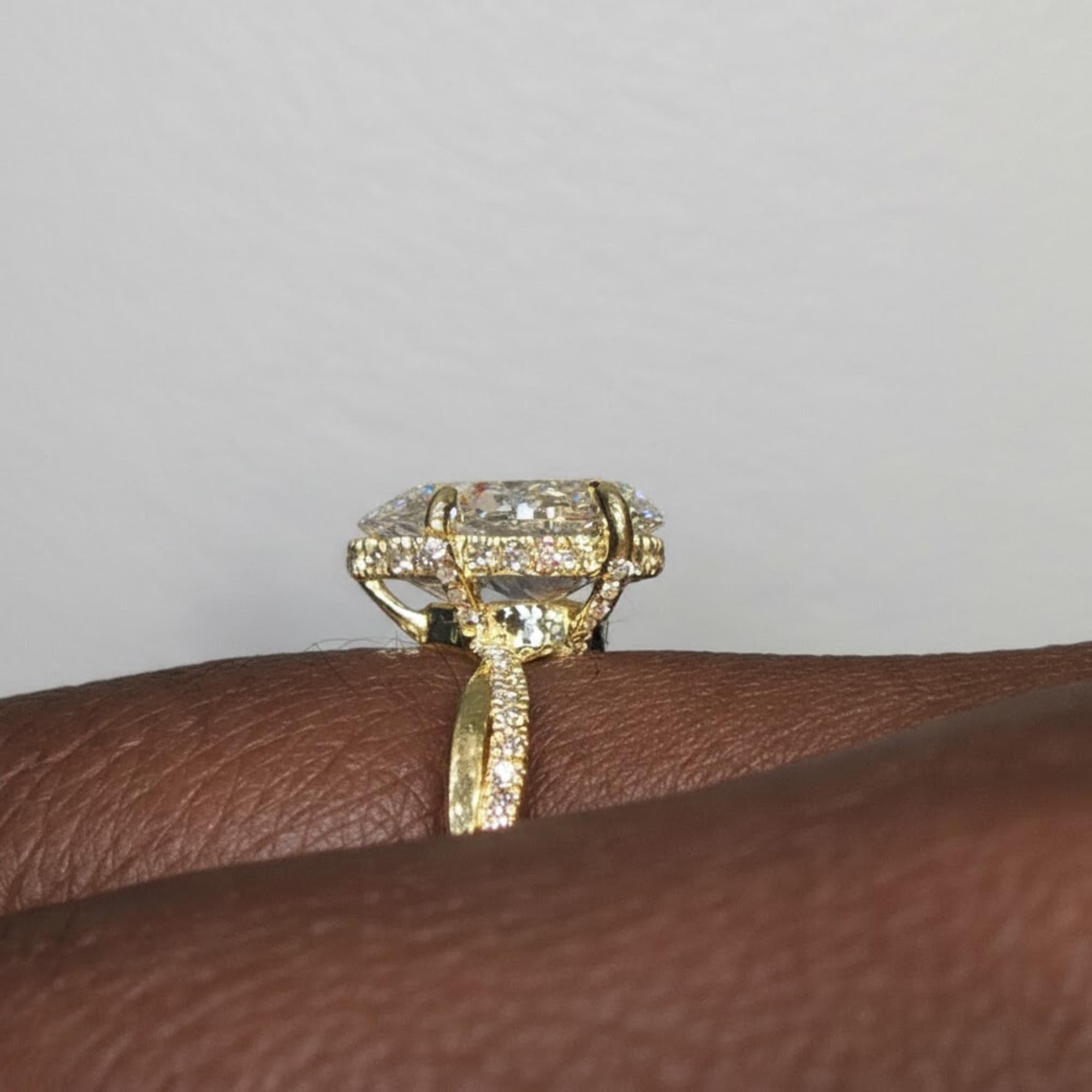 Twisted Pear Cut Moissanite Engagement Ring / 2.50 CT Ring with Pave Set Side Stones / 14K Gold Infinity Ring for Women