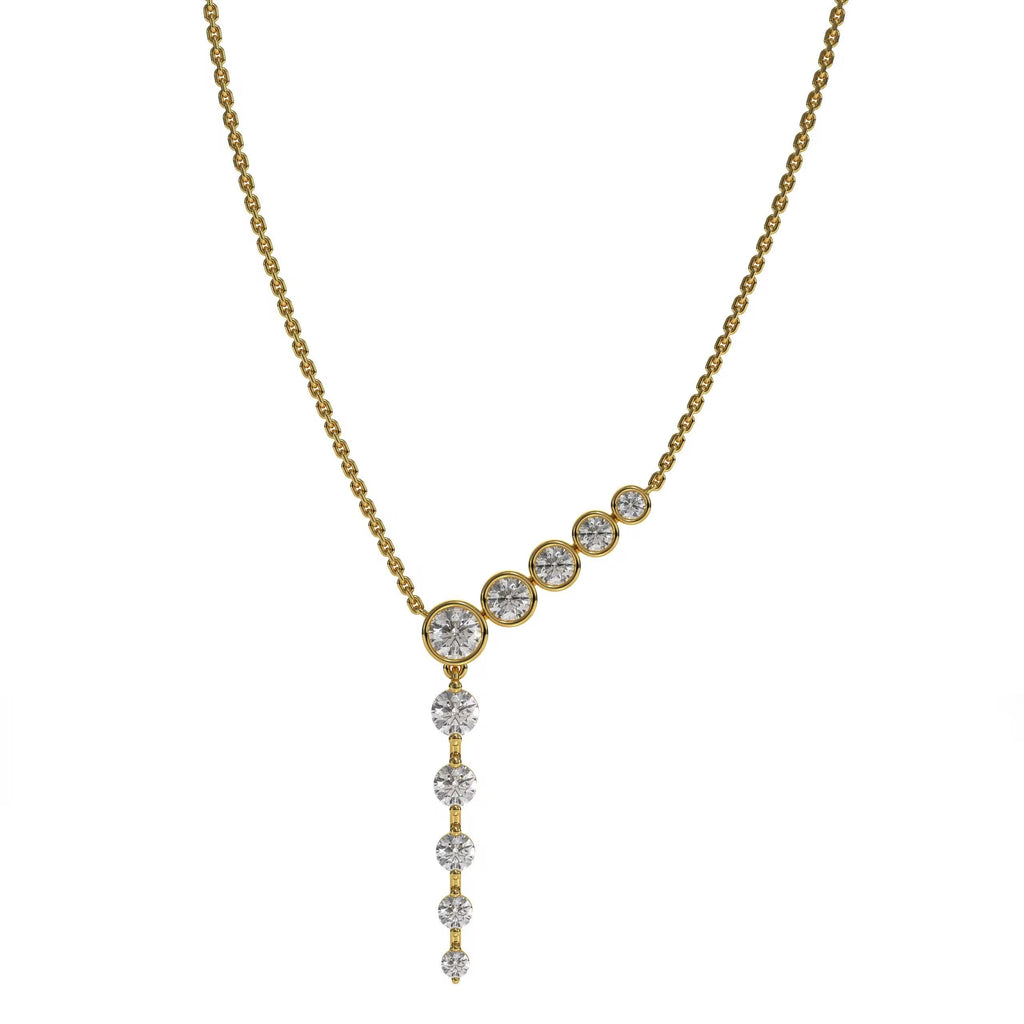 14k Gold Y Shape Drop Necklace | Dainty Teardrop Moissanite Lariat Necklace | Handmade Gift for Her | Elegant Bridal Jewelry for Women
