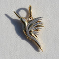 Moissanite Hummingbird Necklace, Dainty Gold Bird Pendant, Nature Inspired Jewelry, Minimalist Layering Necklace for Women