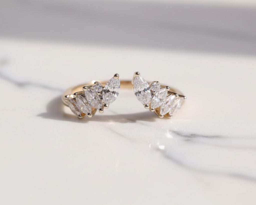 Custom Open Gap Marquise Wedding Band Open Wedding Band Womens Cuff Stacking Ring Matching Band Wrap Ring Custom Marquise Enhancer Ring Gift