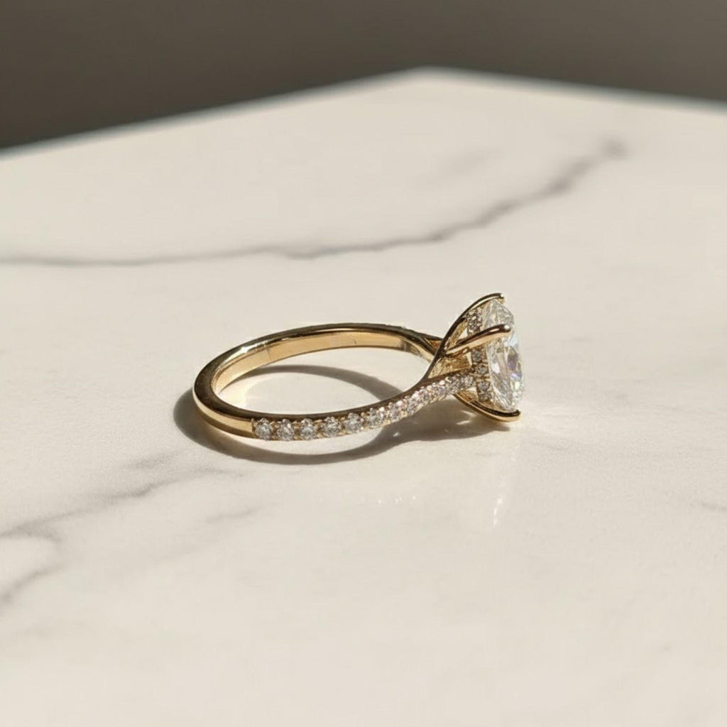 Brilliant Oval Cut Solitaire Engagement Ring | 14K Gold Moissanite Wedding Ring | Classic Promise Ring | Dainty Anniversary Gift for Her