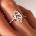 2.50ct Marquise Cut Moissanite Engagement Ring, 14K Gold Pave Set Side Stone Ring Promise Ring, Delicate Proposal Anniversary Bridal Jewelry