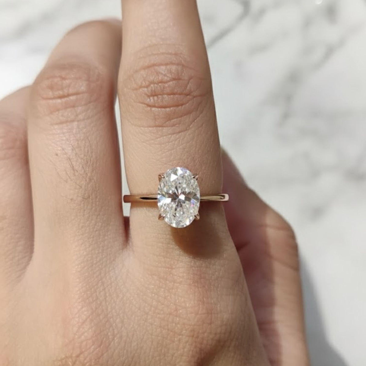 Vintage Tulip Setting Hidden Halo Oval Moissanite Engagement Ring with Cathedral Set in 14k Yellow Gold Plain Band, Solitaire Diamond Ring