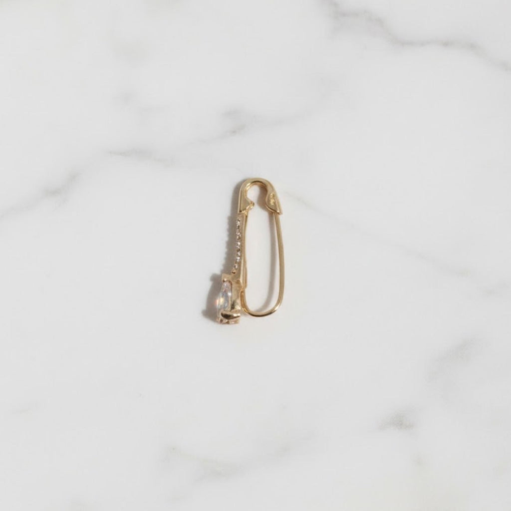 Safety pin earring 14K Gold Diamond safety pin earring hypoallergenic safety pin earrings small saftey pin earrings