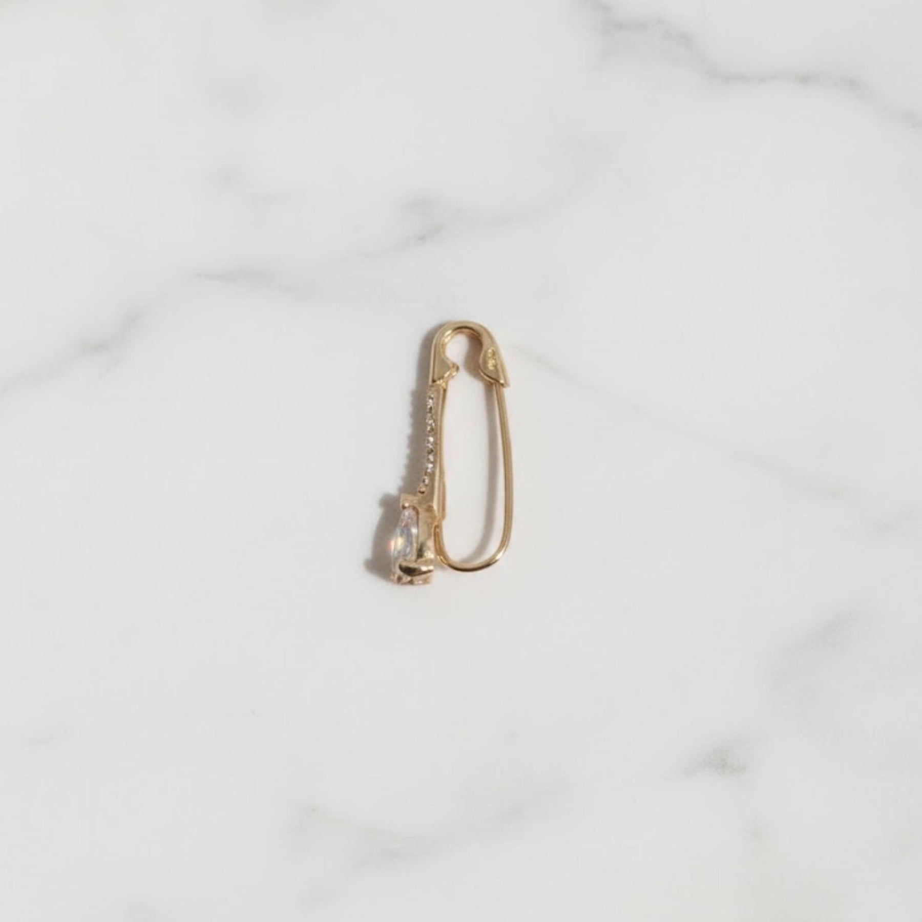 Safety pin earring 14K Gold Diamond safety pin earring hypoallergenic safety pin earrings small saftey pin earrings