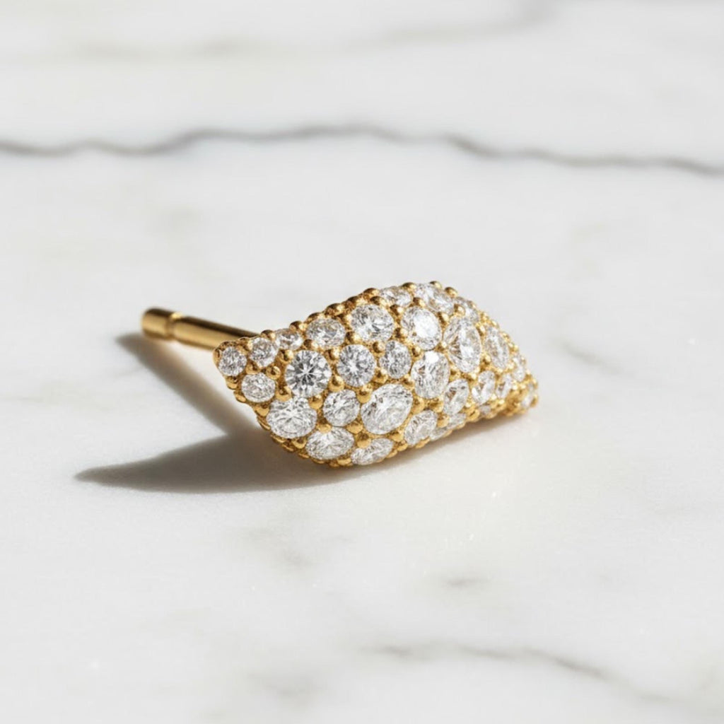 Marquise Leaf Moissanite Stud Earrings | Pavé Set 14K Gold Earrings | VVS Diamond Studs | Bridal Earrings | Gift for Her | Screw Back