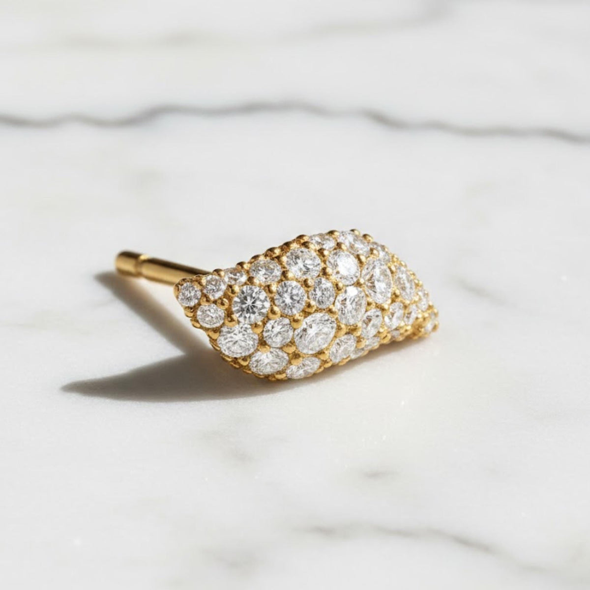 Marquise Leaf Moissanite Stud Earrings | Pavé Set 14K Gold Earrings | VVS Diamond Studs | Bridal Earrings | Gift for Her | Screw Back