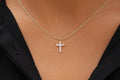 14k Gold Moissanite Cross Pendant Necklace, Religious Jewelry