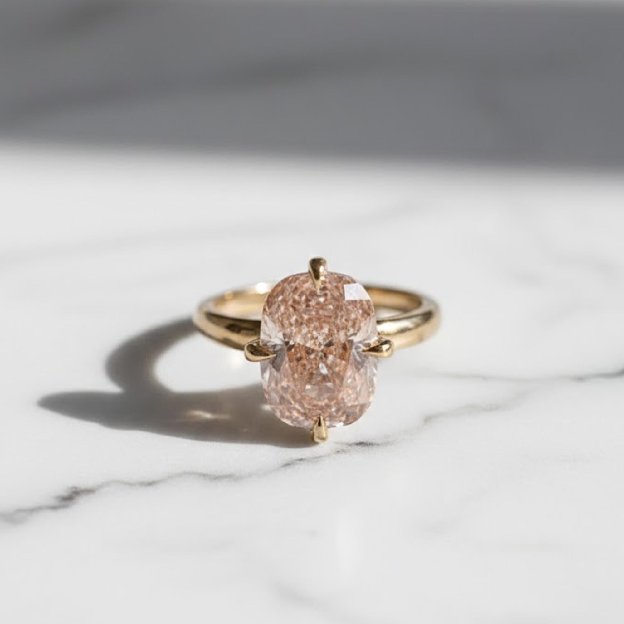4CT Light Pink Cushion Cut Lab Grown Diamond Engagement Ring 14k Yellow Gold Solitaire Propose Ring