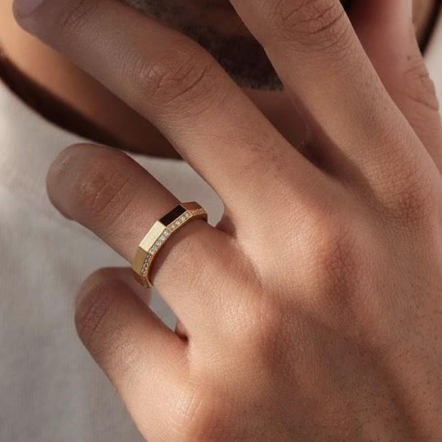Diamond Ring, 14k Gold Full Eternity Diamond Wedding Band, Full Diamond Full Hexagon ring, Anniversary Gift Handmade Moissanite Diamond Ring
