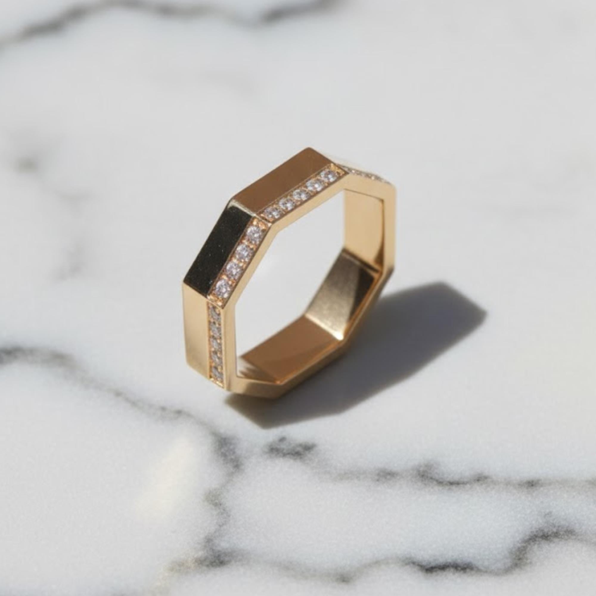 Diamond Ring, 14k Gold Full Eternity Diamond Wedding Band, Full Diamond Full Hexagon ring, Anniversary Gift Handmade Moissanite Diamond Ring