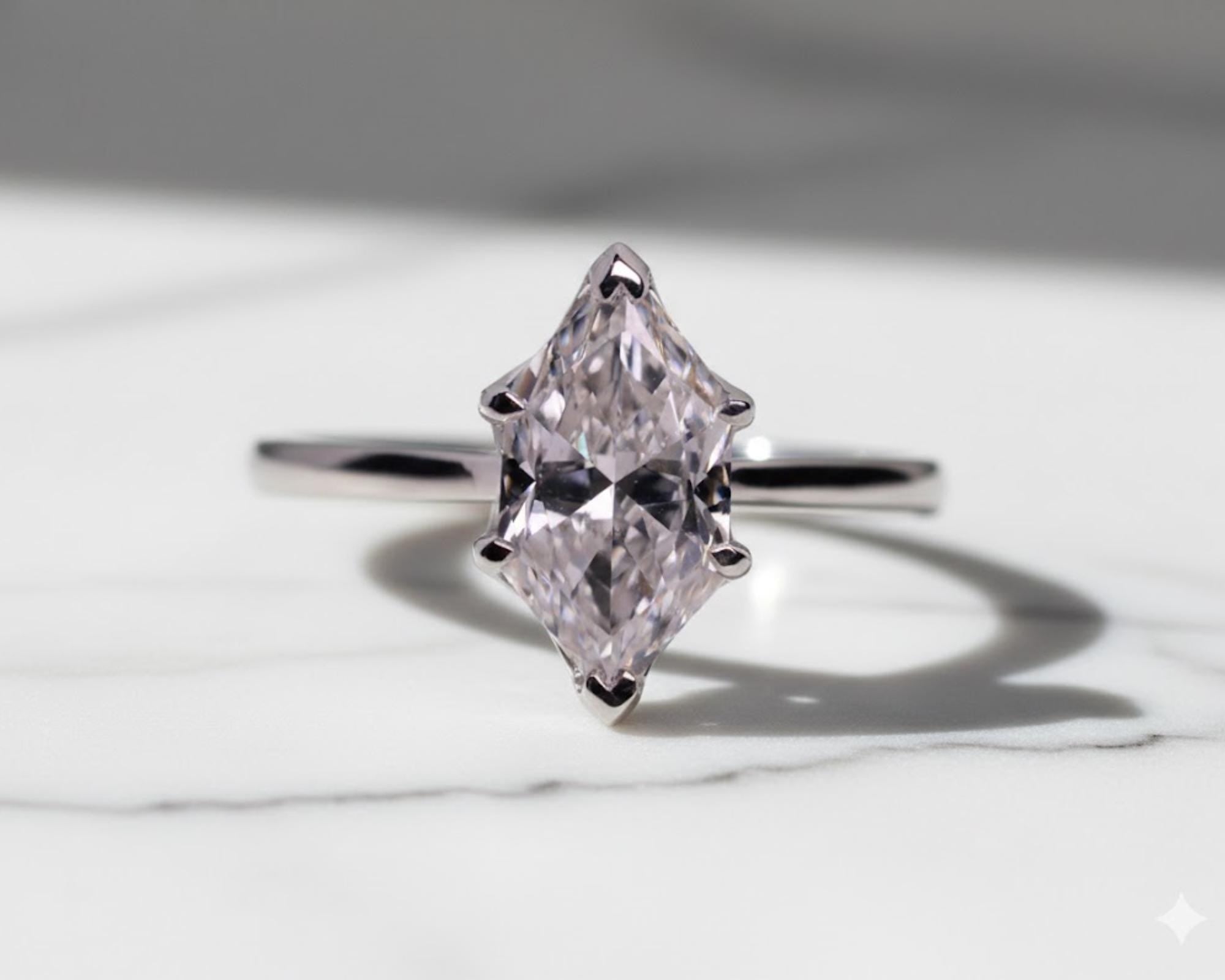 Dutch Marquise Diamond Tulip Set Gold Ring 2.00 CT Moissanite VvS+ D+ White Gold Engagement Anniversary Gift for Women