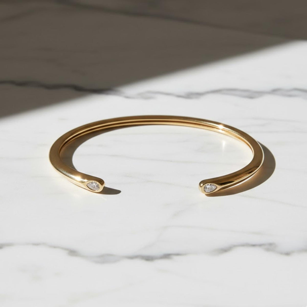 Open Cuff Diamond Bangle • Moissanite Bangle • Solid Gold Bracelet • Layering Bangle Bracelet for Women • Minimalist Bracelet • Wedding Gift