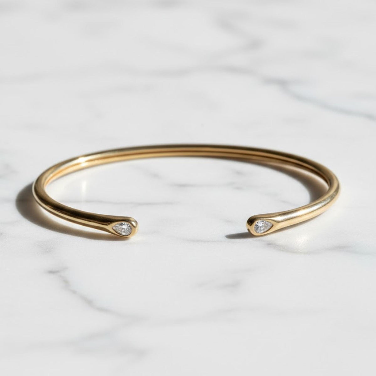 Open Cuff Diamond Bangle • Moissanite Bangle • Solid Gold Bracelet • Layering Bangle Bracelet for Women • Minimalist Bracelet • Wedding Gift