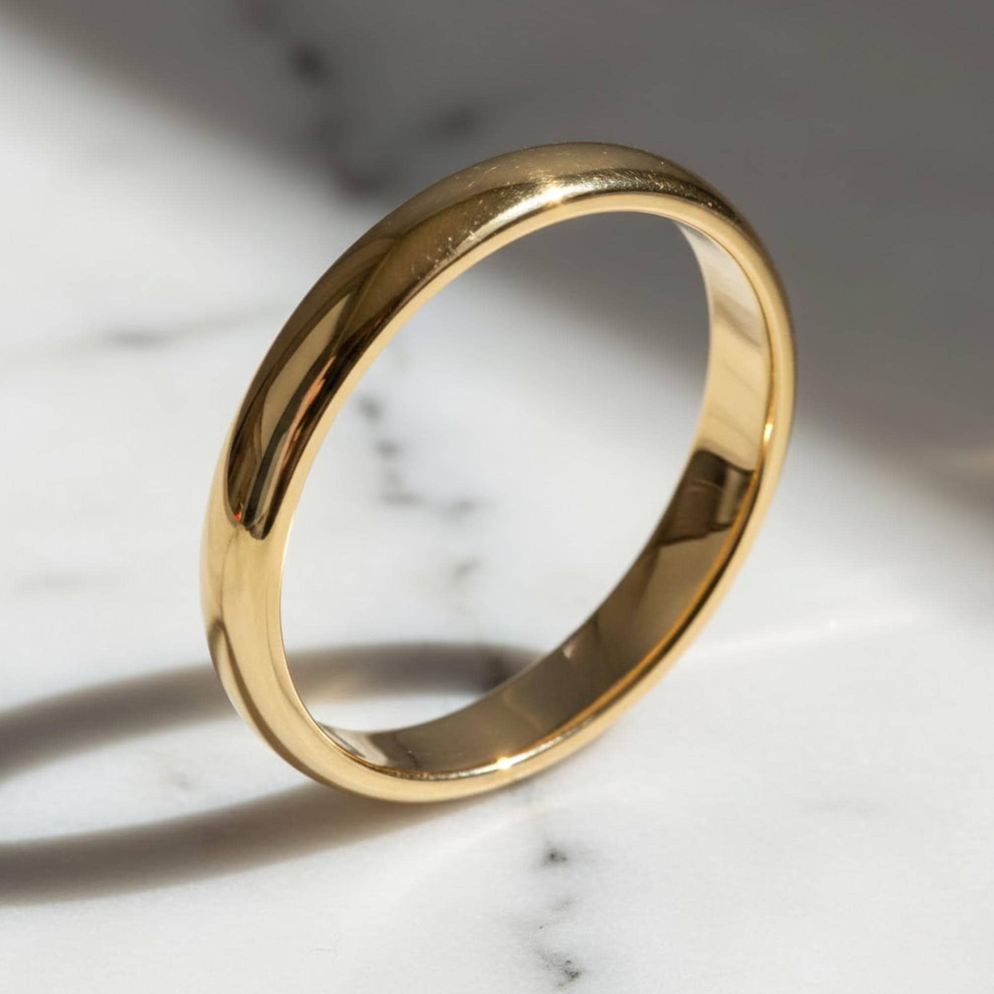 Domed 14k Yellow Gold Plated 925 Silver Ring Mens Wedding Band Ring, 6 mm, Yellow gold band all Sizes Comfort Fit Shiny Polished
