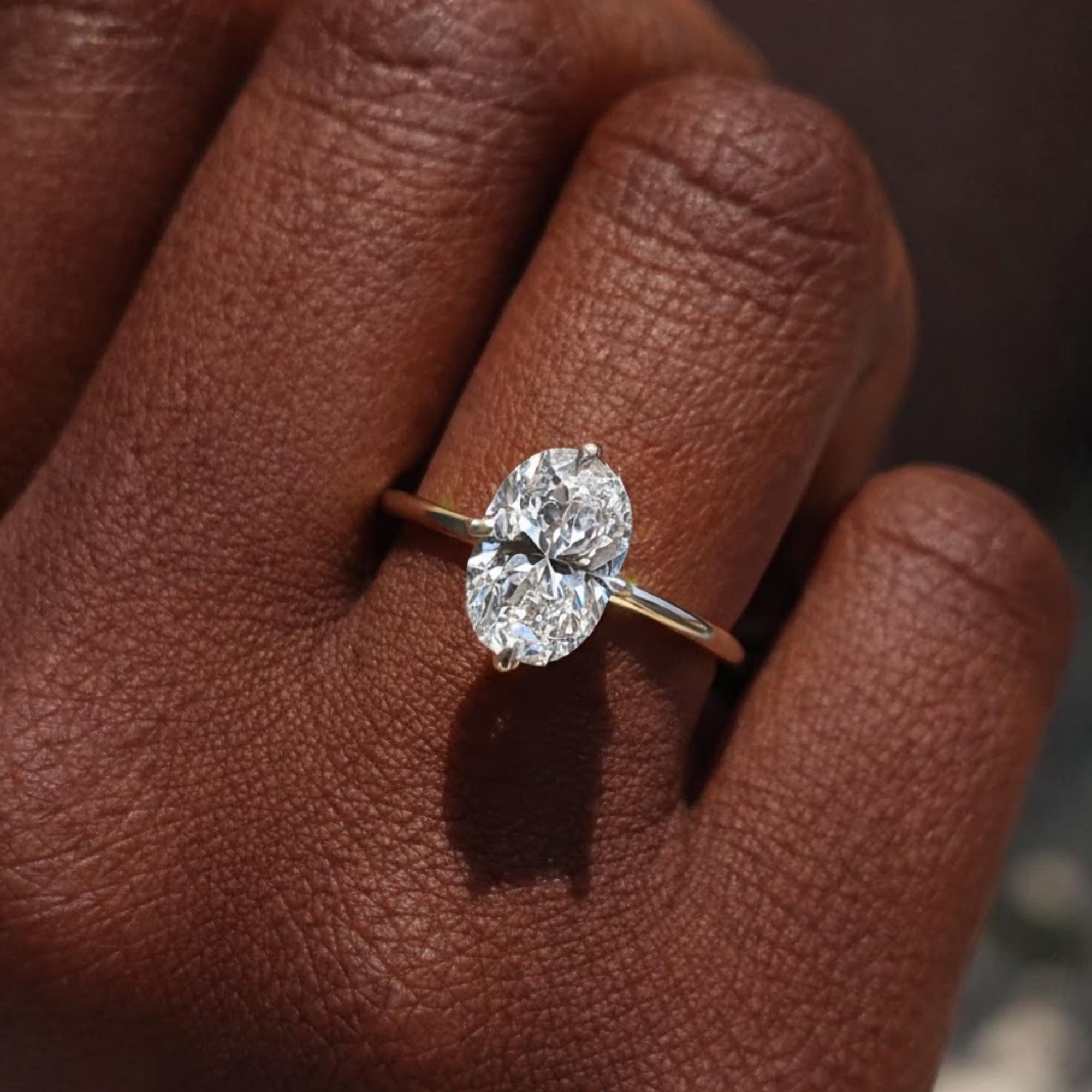 Oval Diamond Ring, Moissanite Diamond Solitaire Engagement Ring, Proposal Gold Ring, Handmade Rings For Women, Anniversary Gift for Her