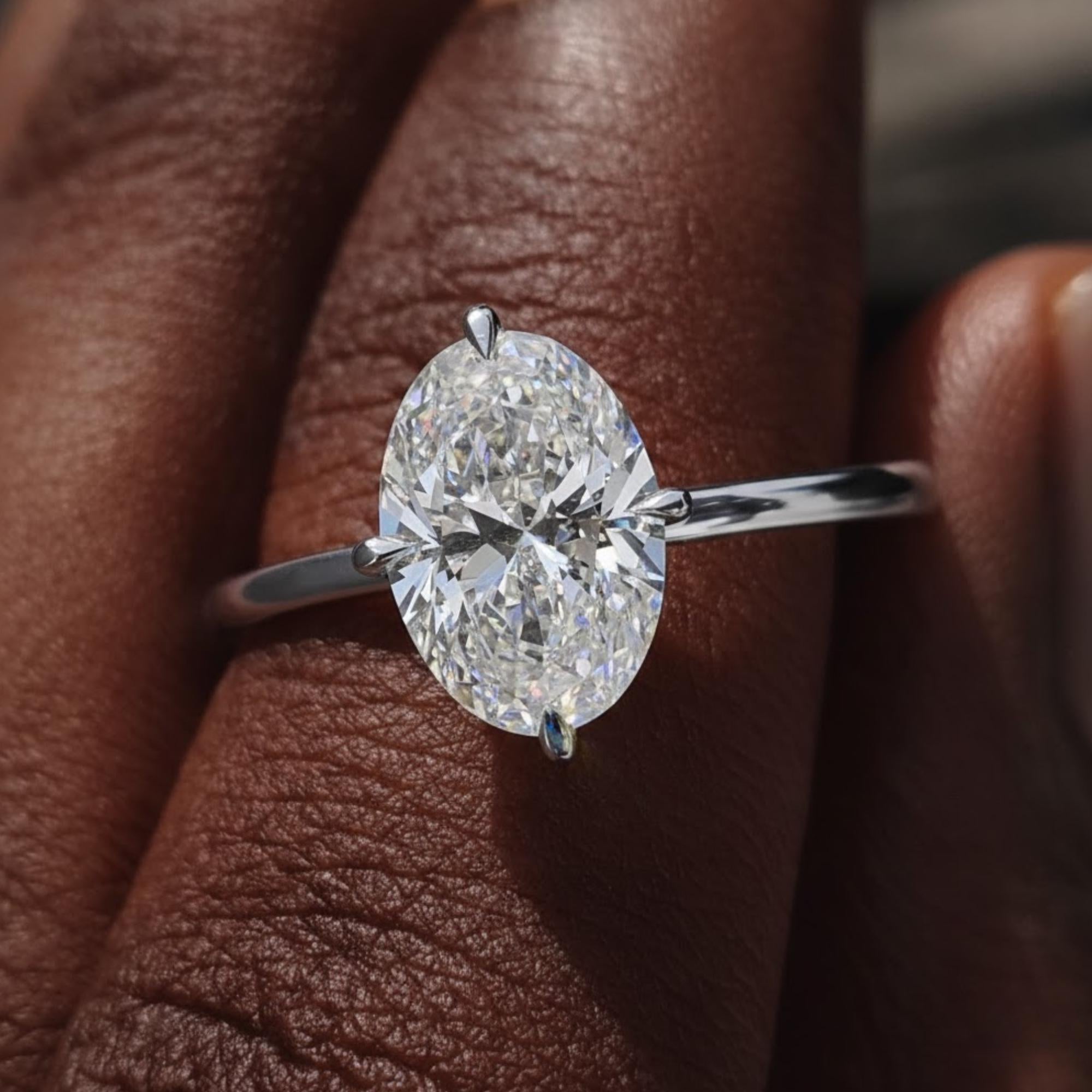 Oval Diamond Ring, Moissanite Diamond Solitaire Engagement Ring, Proposal Gold Ring, Handmade Rings For Women, Anniversary Gift for Her