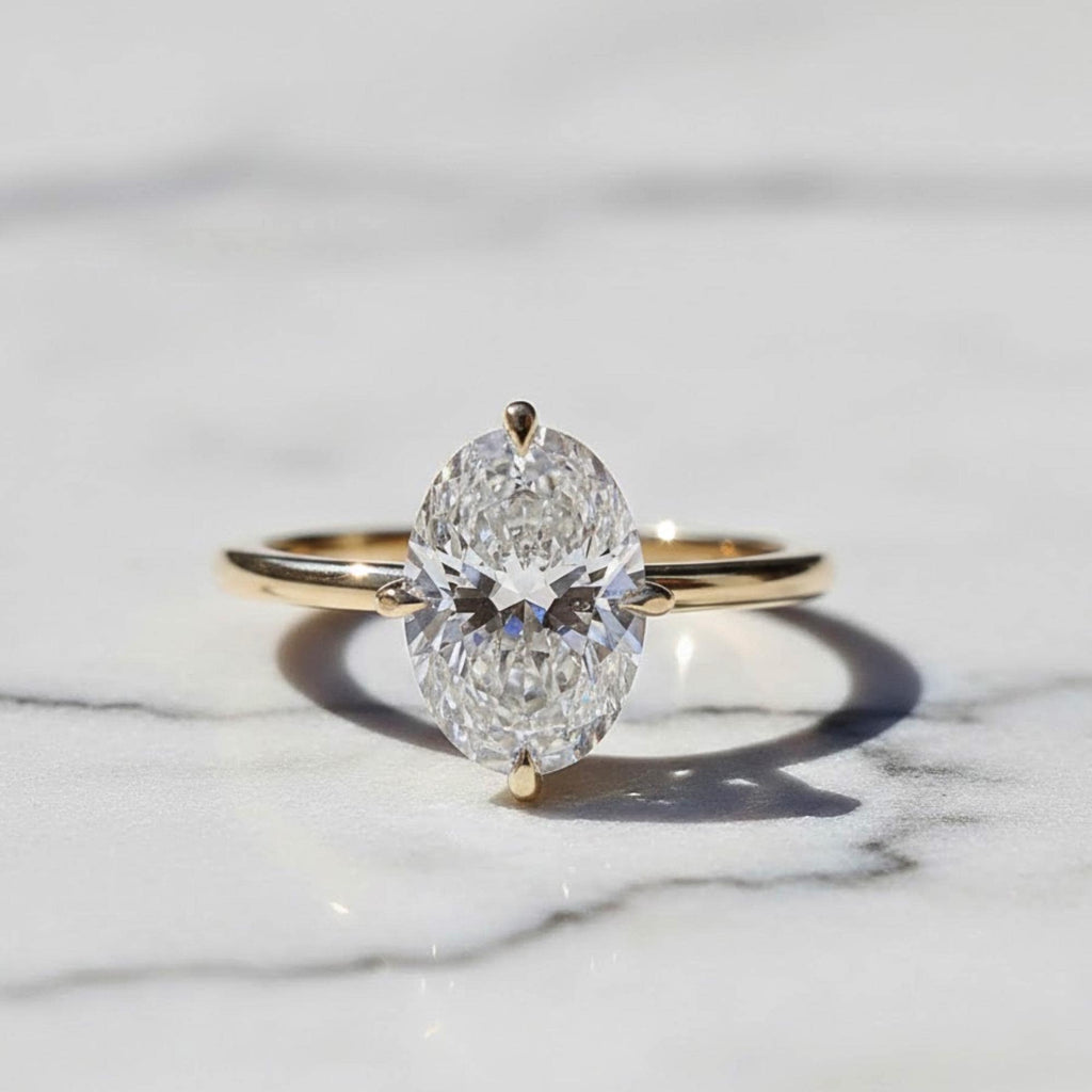 Oval Diamond Ring, Moissanite Diamond Solitaire Engagement Ring, Proposal Gold Ring, Handmade Rings For Women, Anniversary Gift for Her