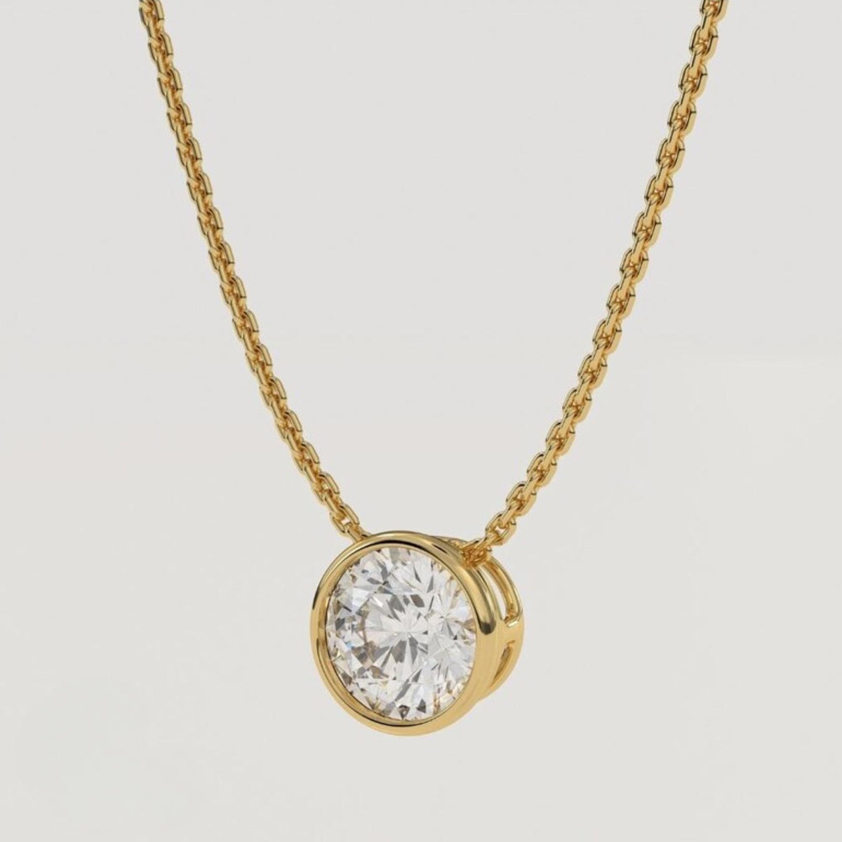 14k Gold Moissanite Necklace Moissanite Solitaire Necklace Bridesmaid Necklace Minimalist Round Brilliant Cut Solitaire Necklace
