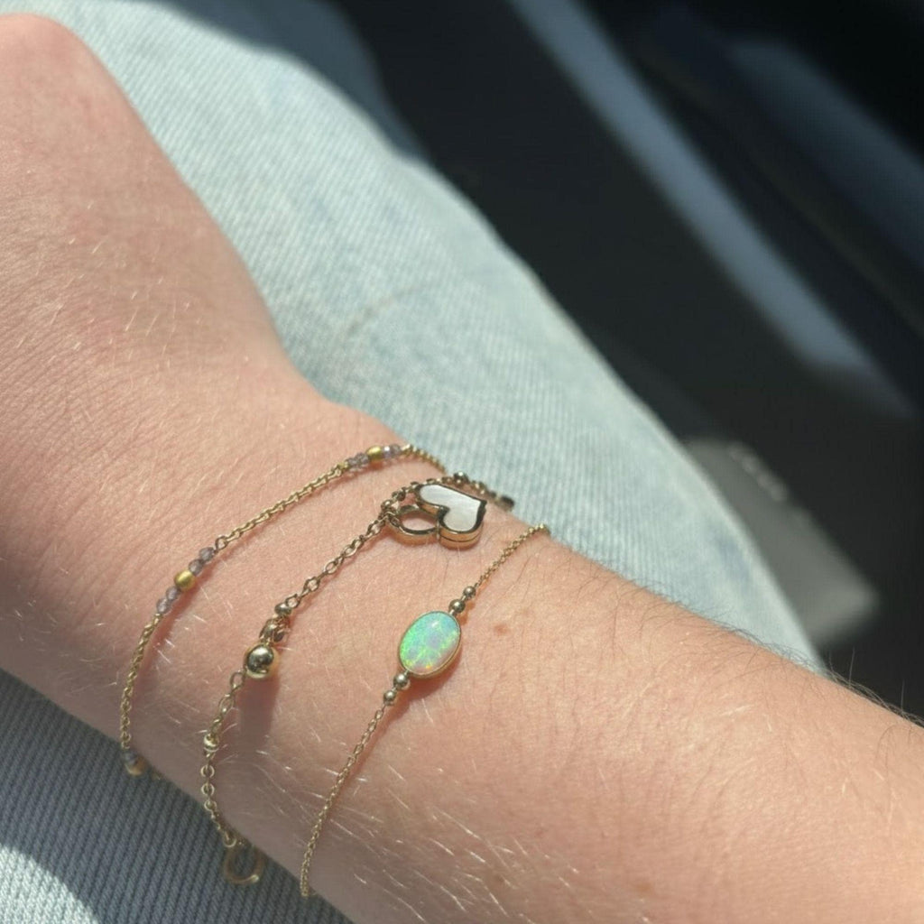 14k White Gold Diamond Bezel Bracelet: Solitaire Cable Chain, Opal Diamond Bracelet