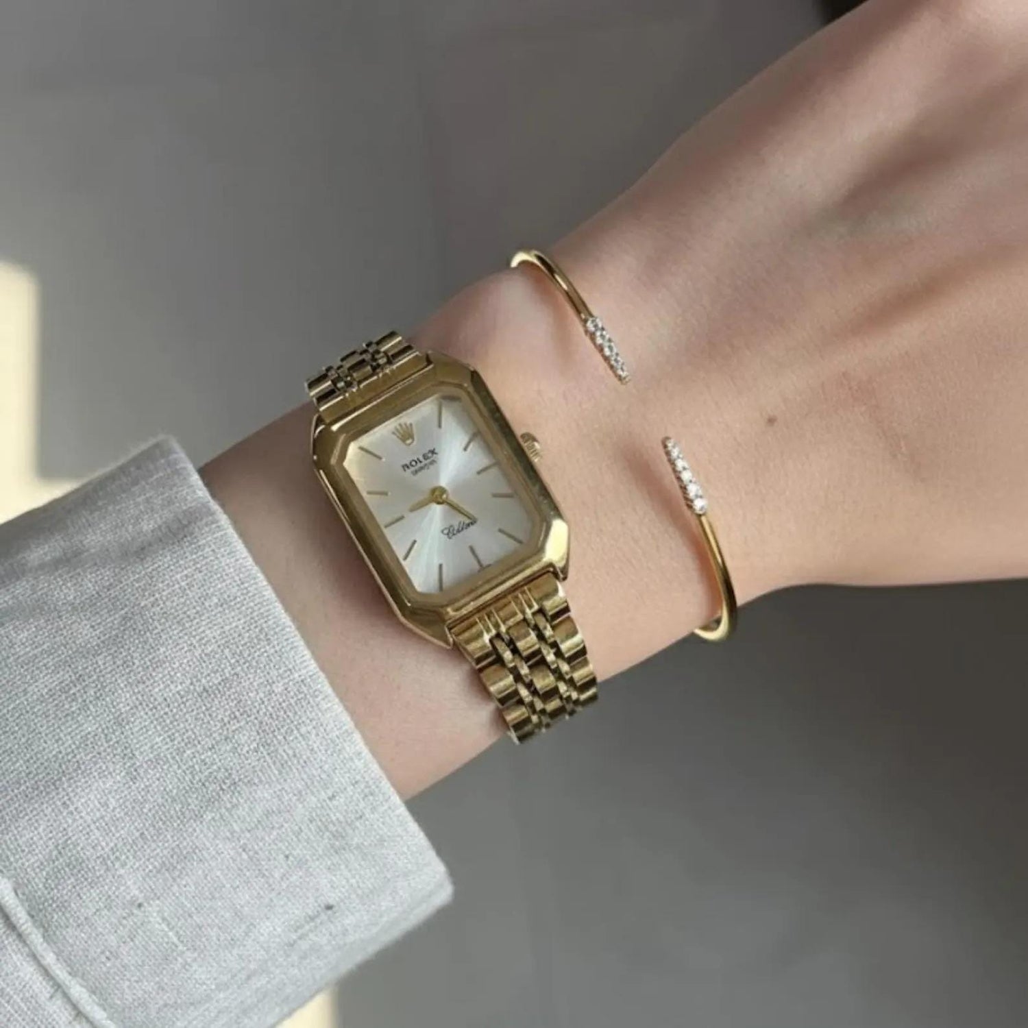 0.40 Ct Moissanite Bangle, 14K Gold Moissanite Bangle, Open Cuff Bangle