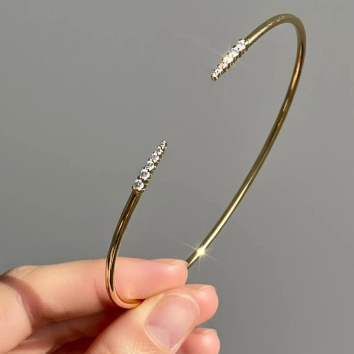 0.40 Ct Moissanite Bangle, 14K Gold Moissanite Bangle, Open Cuff Bangle