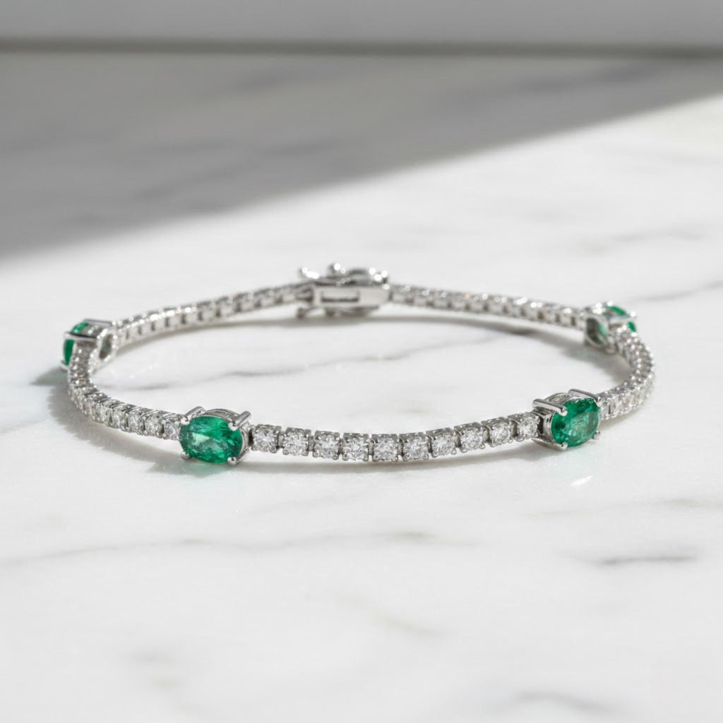 Round Brilliant Cut Moissanite Diamond Tennis Bracelet | 3.000 CTW D+ Colour VVS1 Diamonds | Gift for Her Diamond Bracelet