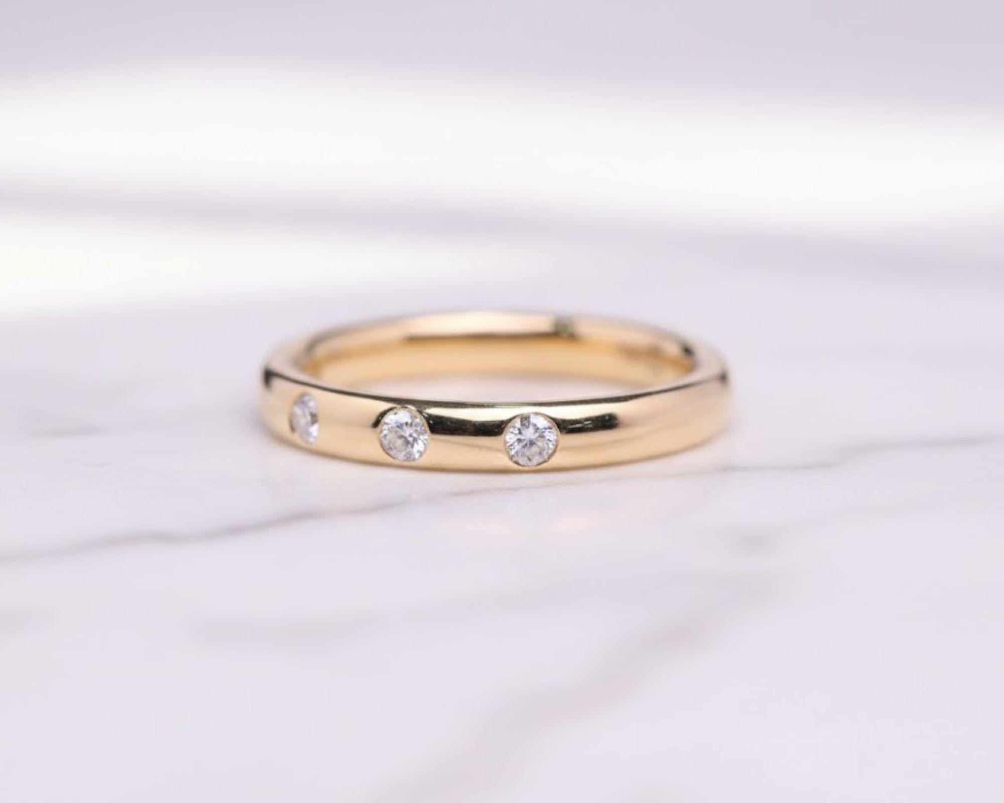 Flush Set Eternity Band Round Cut Colorless Diamond Wedding Band Matching Band Anniversary Gift for Her 14K Gold Dainty Bridal Ring For Gift