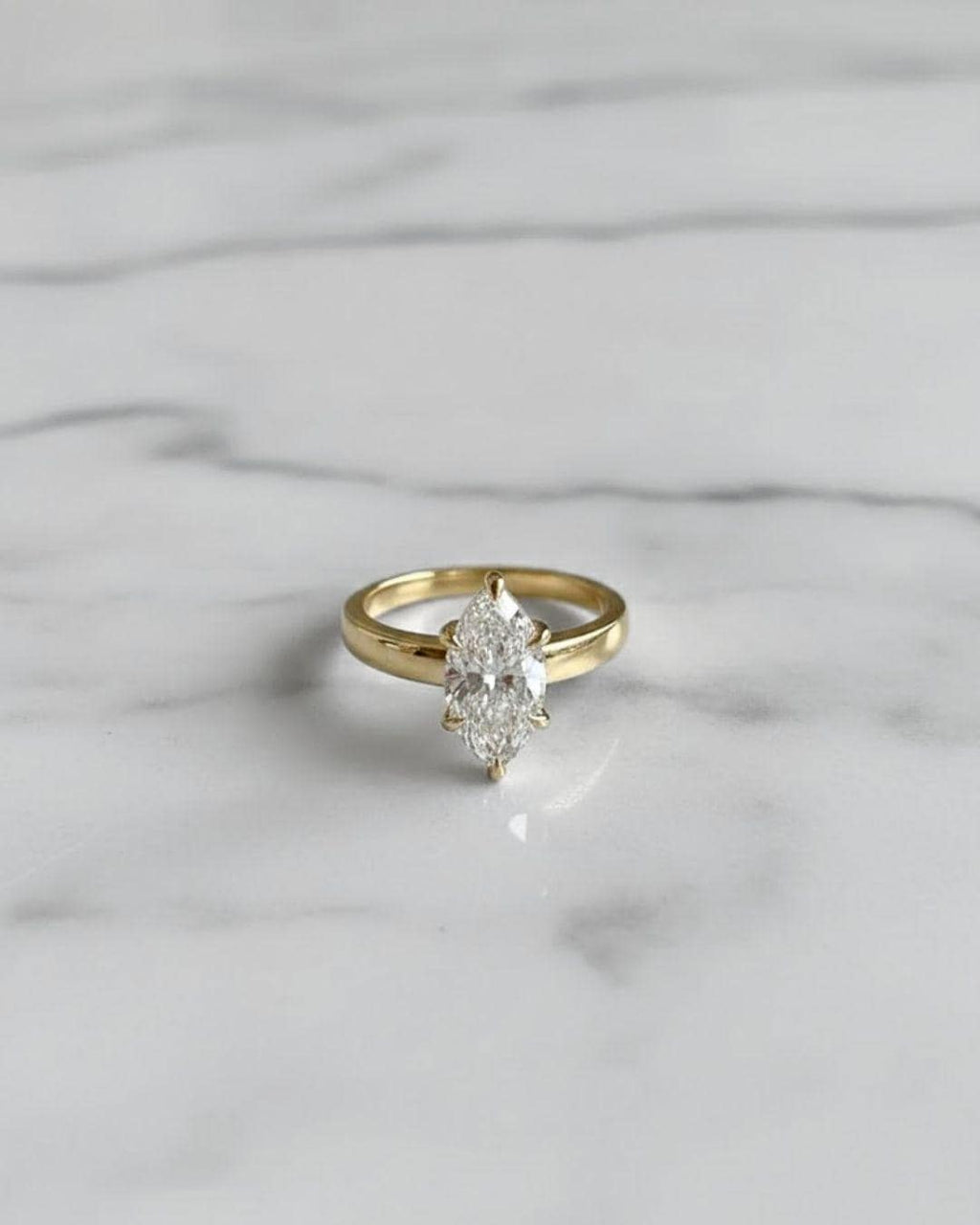 Marquise Cut Diamond Ring 2.00 Carat 14K Yellow Gold Thick Band Vintage Solitaire Engagement Gift for Her Moissanite Promise Ring Handmade