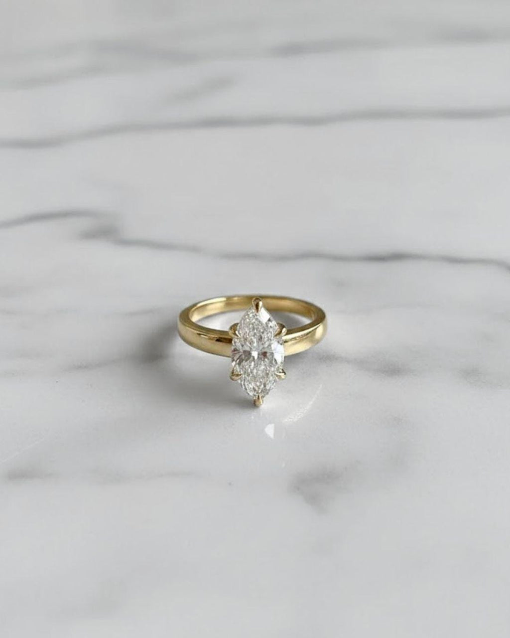 2.0ct Marquise Cut Moissanite Engagement Ring | 14K Gold Solitaire Promise Ring | Delicate Proposal Anniversary Bridal Jewelry