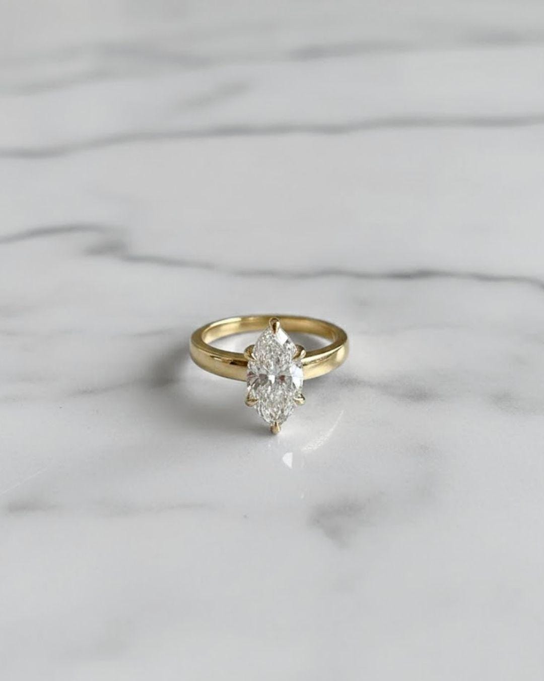 2.0ct Marquise Cut Moissanite Engagement Ring | 14K Gold Solitaire Promise Ring | Delicate Proposal Anniversary Bridal Jewelry