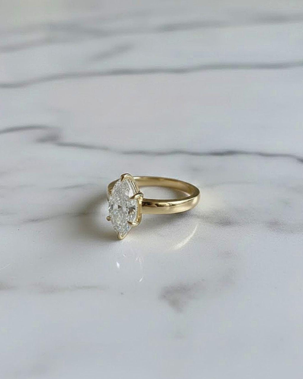 2.0ct Marquise Cut Moissanite Engagement Ring | 14K Gold Solitaire Promise Ring | Delicate Proposal Anniversary Bridal Jewelry
