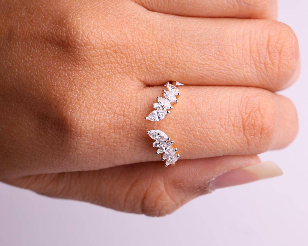 Custom Open Gap Marquise Wedding Band Open Wedding Band Womens Cuff Stacking Ring Matching Band Wrap Ring Custom Marquise Enhancer Ring Gift