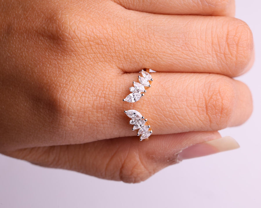Custom Open Gap Marquise Wedding Band Open Wedding Band Womens Cuff Stacking Ring Matching Band Wrap Ring Custom Marquise Enhancer Ring Gift