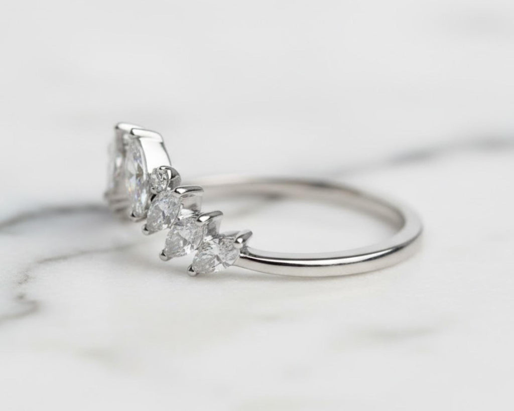 Custom Open Gap Marquise Wedding Band Open Wedding Band Womens Cuff Stacking Ring Matching Band Wrap Ring Custom Marquise Enhancer Ring Gift