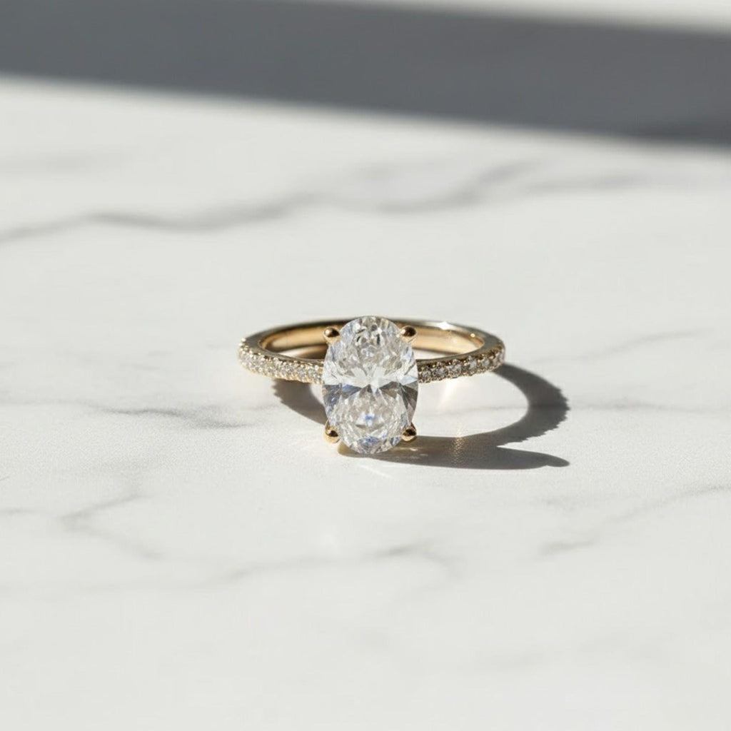 Brilliant Oval Cut Solitaire Engagement Ring | 14K Gold Moissanite Wedding Ring | Classic Promise Ring | Dainty Anniversary Gift for Her