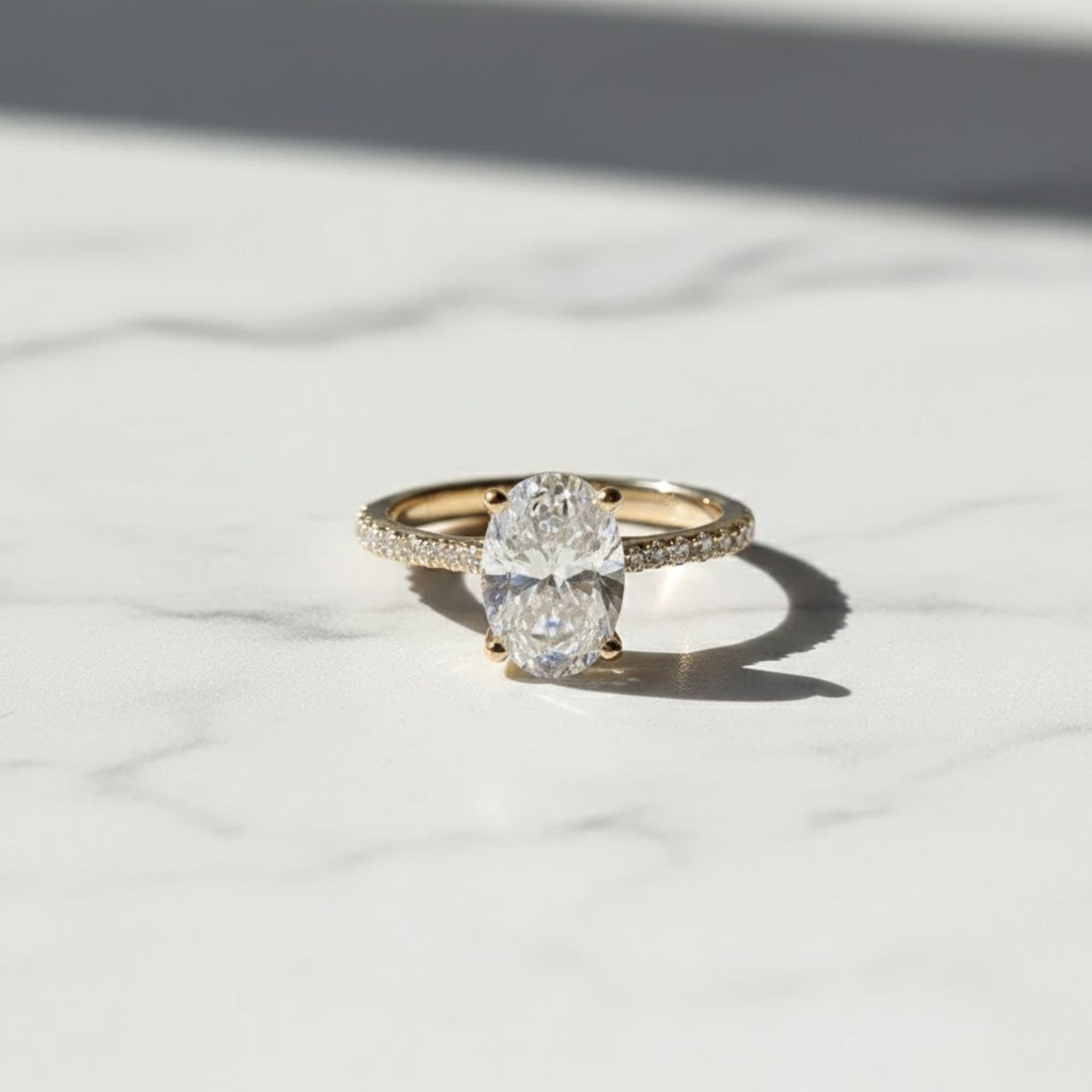 Brilliant Oval Cut Solitaire Engagement Ring | 14K Gold Moissanite Wedding Ring | Classic Promise Ring | Dainty Anniversary Gift for Her