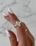 Marquise Cut Diamond Ring 2.00 Carat 14K Yellow Gold Thick Band Vintage Solitaire Engagement Gift for Her Moissanite Promise Ring Handmade