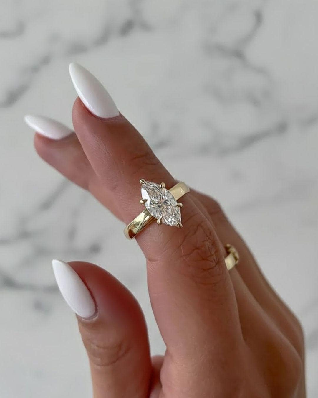 Marquise Cut Diamond Ring 2.00 Carat 14K Yellow Gold Thick Band Vintage Solitaire Engagement Gift for Her Moissanite Promise Ring Handmade