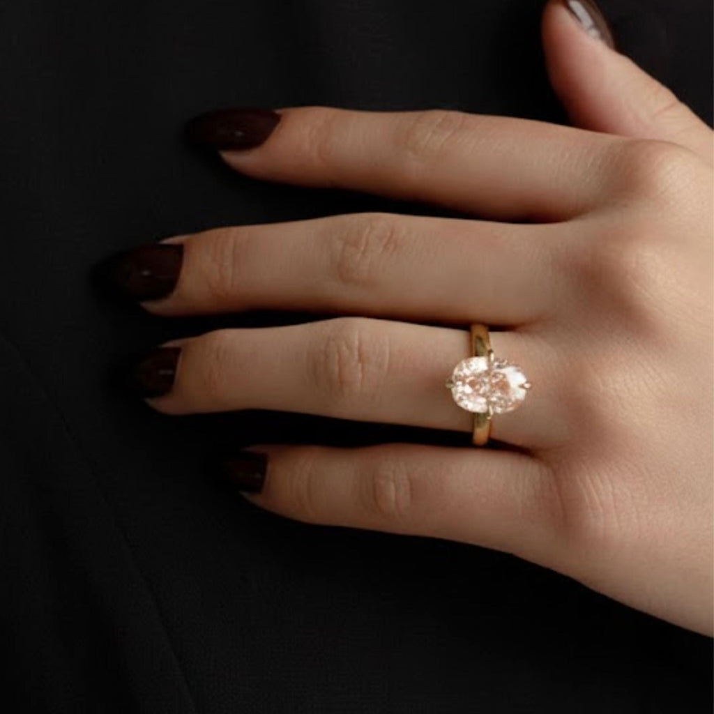 4CT Light Pink Cushion Cut Lab Grown Diamond Engagement Ring 14k Yellow Gold Solitaire Propose Ring