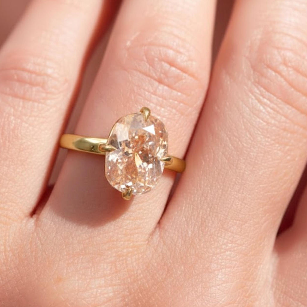 4CT Light Pink Cushion Cut Lab Grown Diamond Engagement Ring 14k Yellow Gold Solitaire Propose Ring