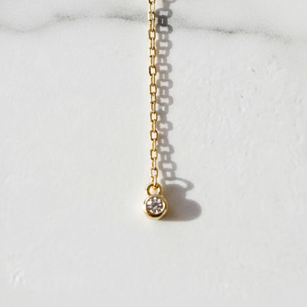 Lariat Necklace, Y Necklace, Dainty Necklace, Moissanite Necklace, Minimalist Necklace, Minimalist Jewelry, Long Necklace, Gold Necklace