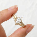Unique Flat Wings Marquise Cut 1CT Moissanite Engagement Ring Set, Anniversary Promise Ring Set, Antique Engraved Band Bridal Ring Set