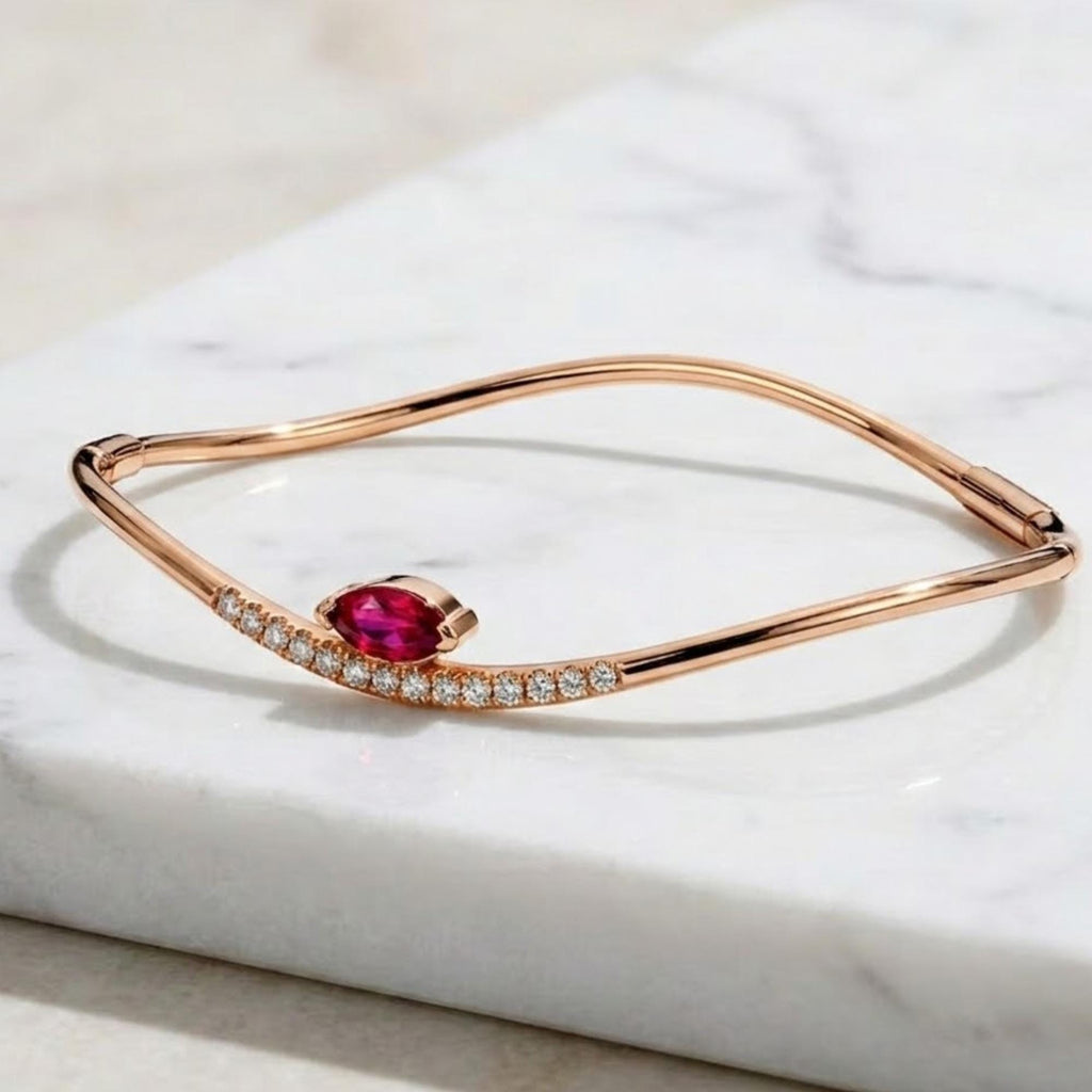Ruby Bracelet / 14k Gold marquise Setting Ruby Bracelet/Ruby diamond Bracelet / July Birthstone Gift, Gift for Her