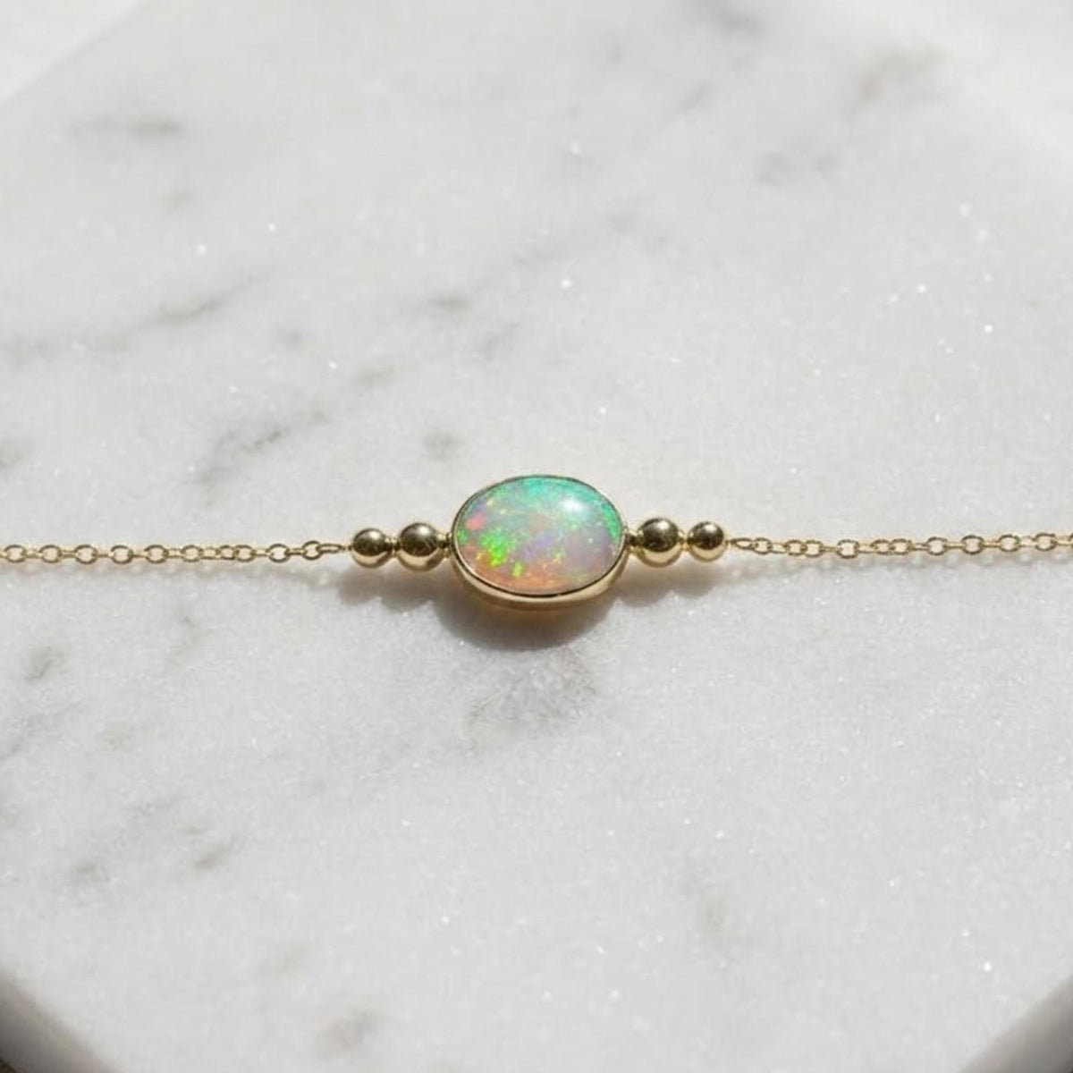 14k White Gold Diamond Bezel Bracelet: Solitaire Cable Chain, Opal Diamond Bracelet