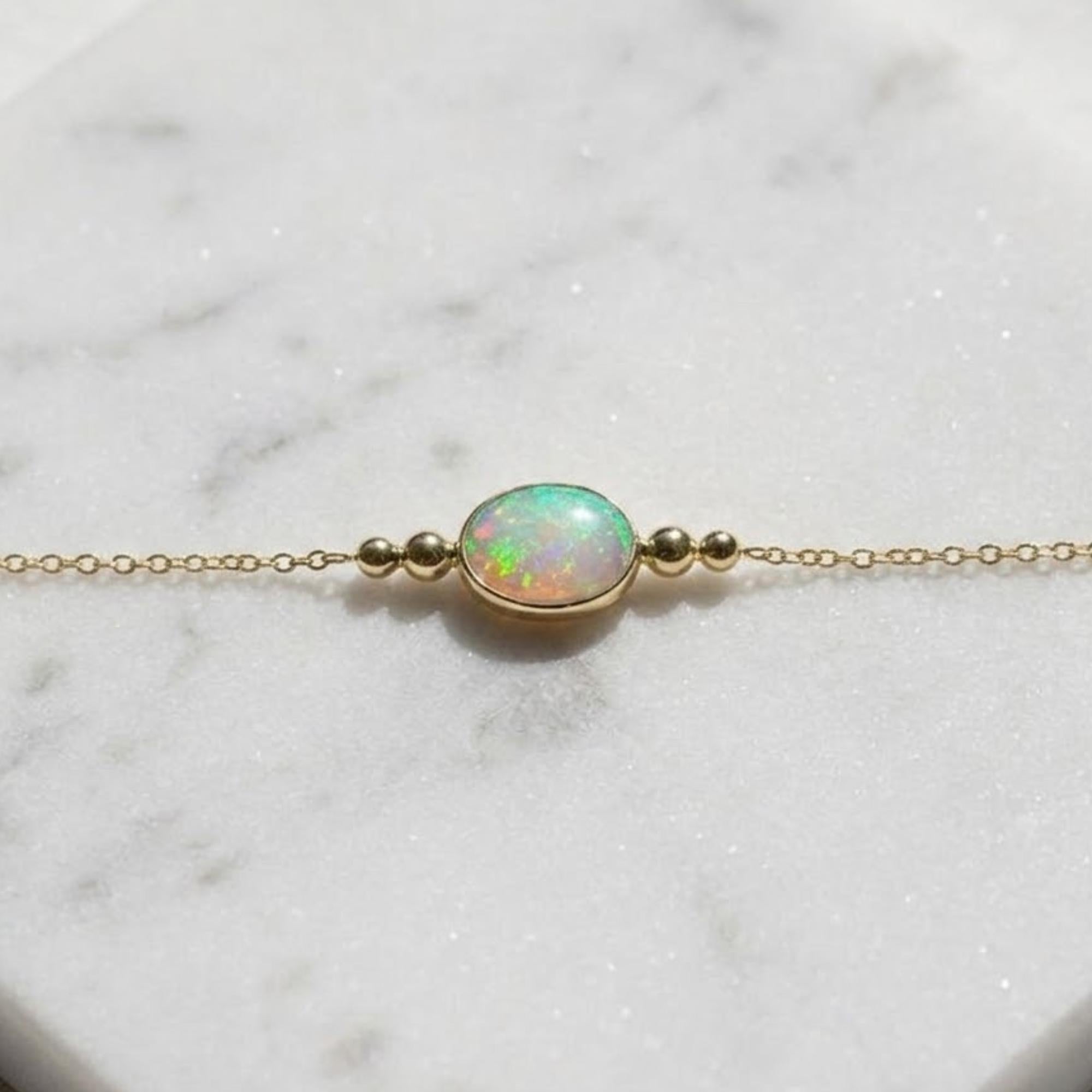 14k White Gold Diamond Bezel Bracelet: Solitaire Cable Chain, Opal Diamond Bracelet
